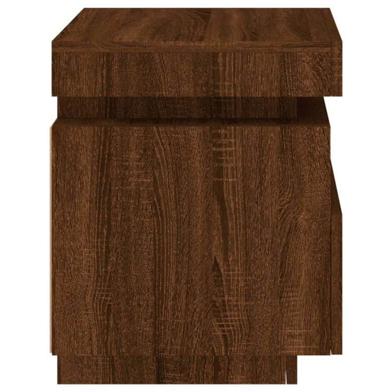 vidaXL Nočný stolík s LED svetlami hnedý dub 40x39x48,5 cm