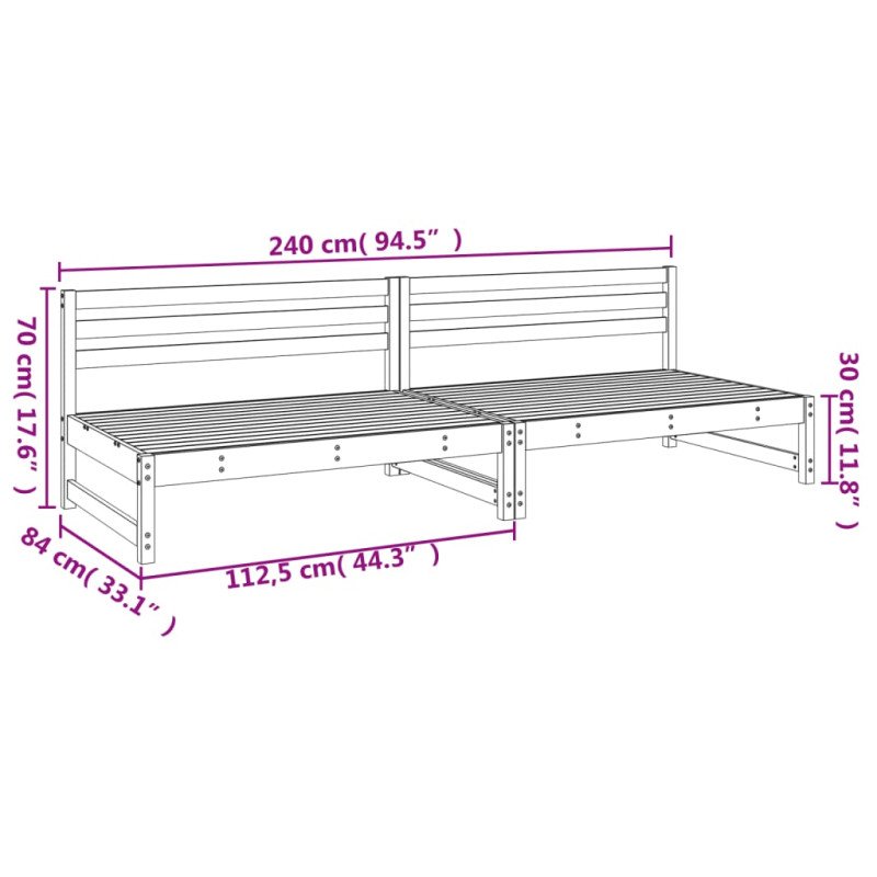 vidaXL Záhradné stredové pohovky 2 ks 120x80 cm impregnovaná borovica