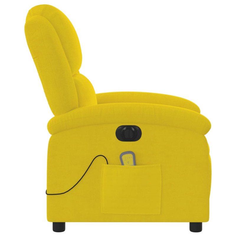 vidaXL Elektrické masážne sklápacie kreslo žlté zamat