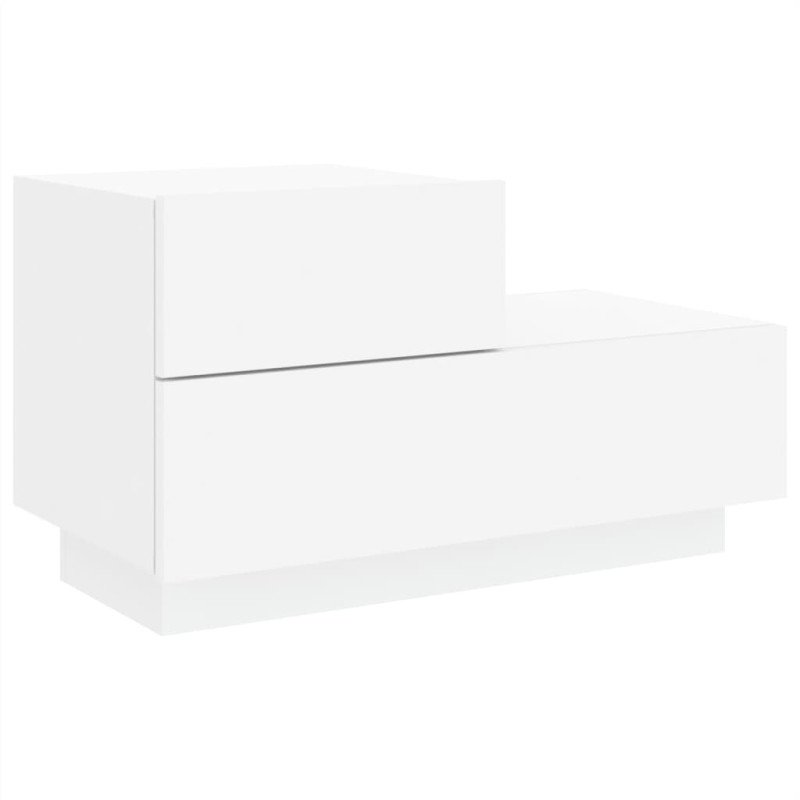 vidaXL Nočný stolík s LED svetlami biely 70x36x40,5 cm