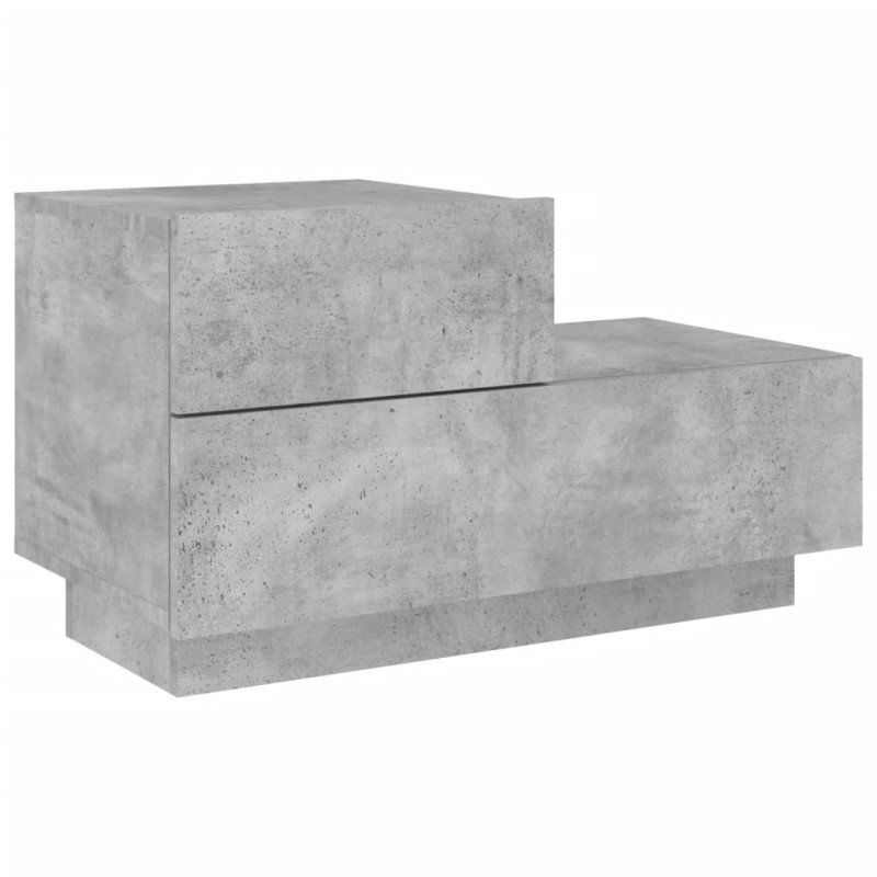 vidaXL Nočný stolík s LED svetlami betónovo sivý 70x36x40,5 cm