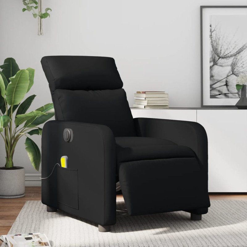 vidaXL Elektrické masážne sklápacie kreslo čierne umelá koža
