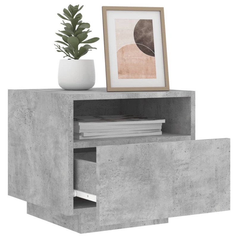 vidaXL Nočný stolík s LED svetlami betónovo sivý 40x39x37 cm