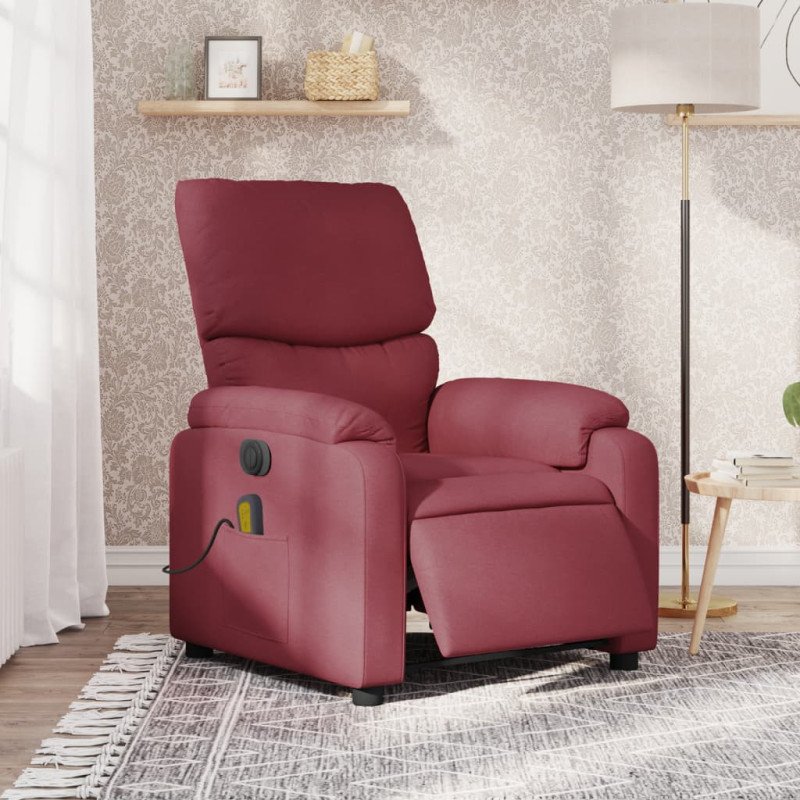 vidaXL Elektrické sklápacie masážne kreslo vínové látka