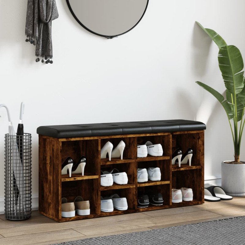 vidaXL Lavička na topánky dymový dub 102x32x50 cm kompozitné drevo