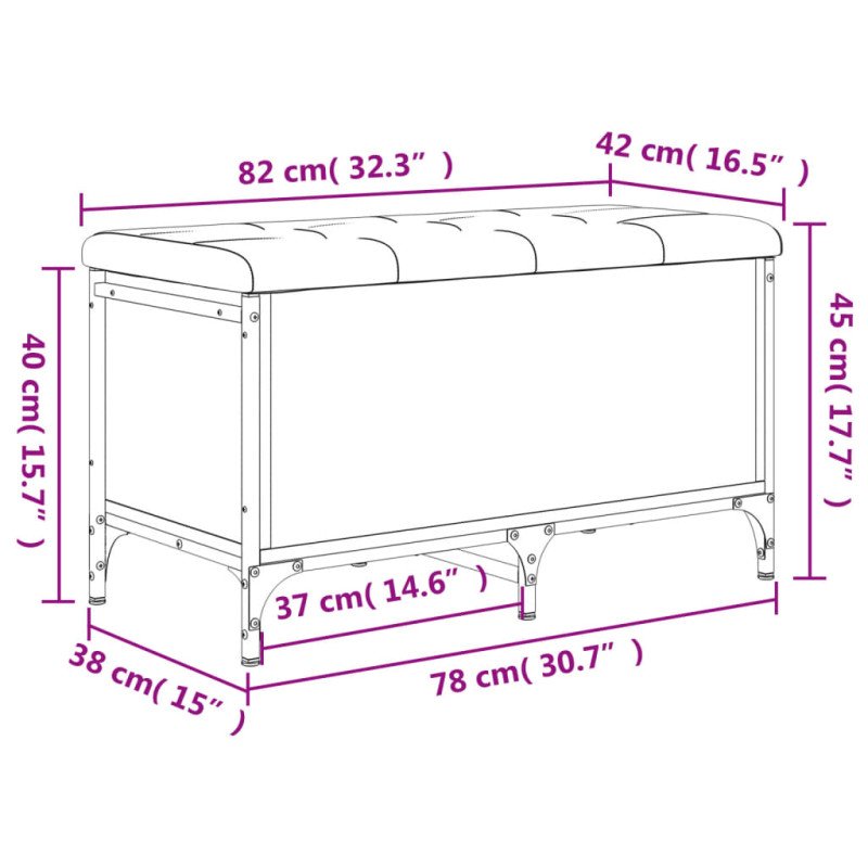 vidaXL Úložná lavička čierna 82x42x45 cm kompozitné drevo