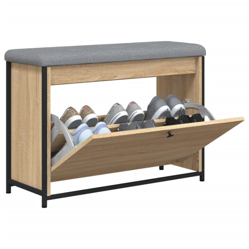 vidaXL Lavička na topánky s vyklápacou zásuvkou dub sonoma 82x32x56 cm