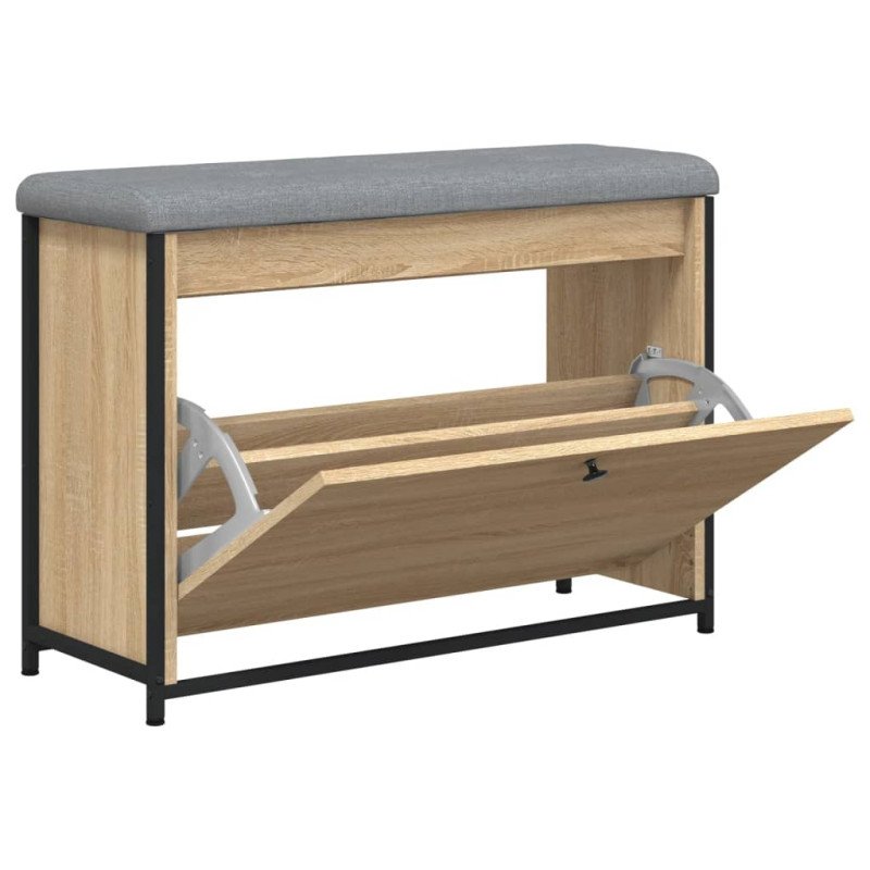 vidaXL Lavička na topánky s vyklápacou zásuvkou dub sonoma 82x32x56 cm