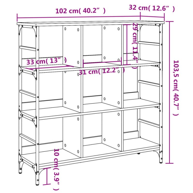 vidaXL Komoda hnedý dub 102x32x103,5 cm kompozitné drevo
