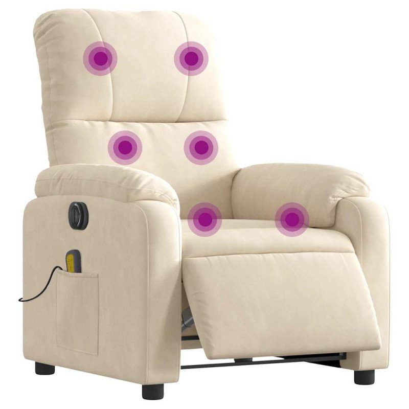vidaXL Elektrické masážne sklápacie kreslo béžové mikrovláknová látka
