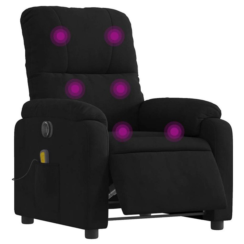 vidaXL Elektrické masážne sklápacie kreslo čierne mikrovláknová látka