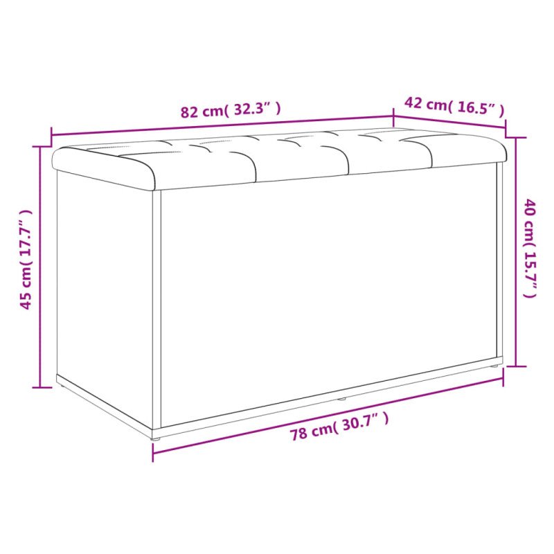 vidaXL Úložná lavička dymový dub 82x42x45 cm kompozitné drevo