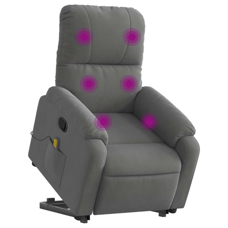 vidaXL Zdvíhacie masážne sklápacie kreslo tmavosivé mikrovlákn. látka
