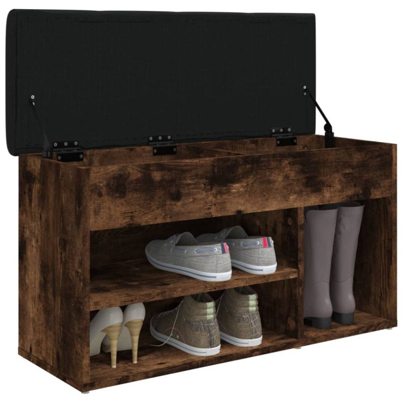 vidaXL Lavička na topánky dymový dub 82x32x45,5 cm kompozitné drevo