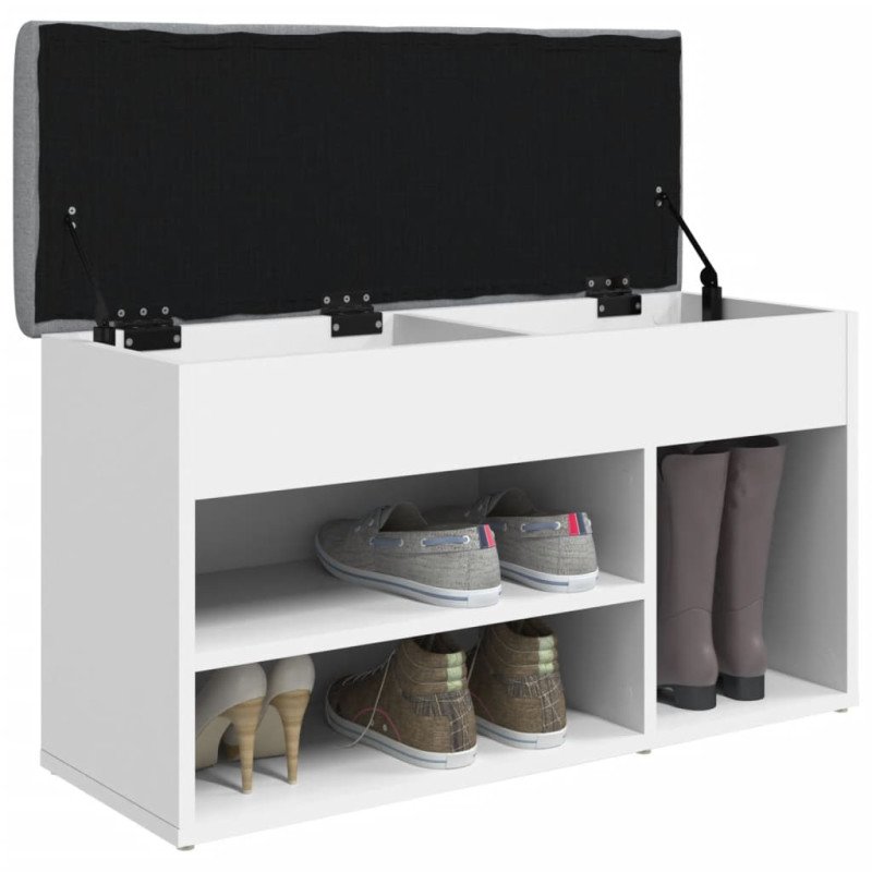 vidaXL Lavička na topánky biela 82x32x45,5 cm kompozitné drevo