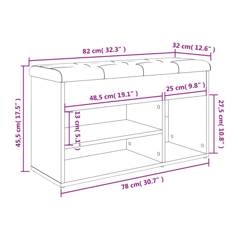 vidaXL Lavička na topánky hnedý dub 82x32x45,5 cm kompozitné drevo