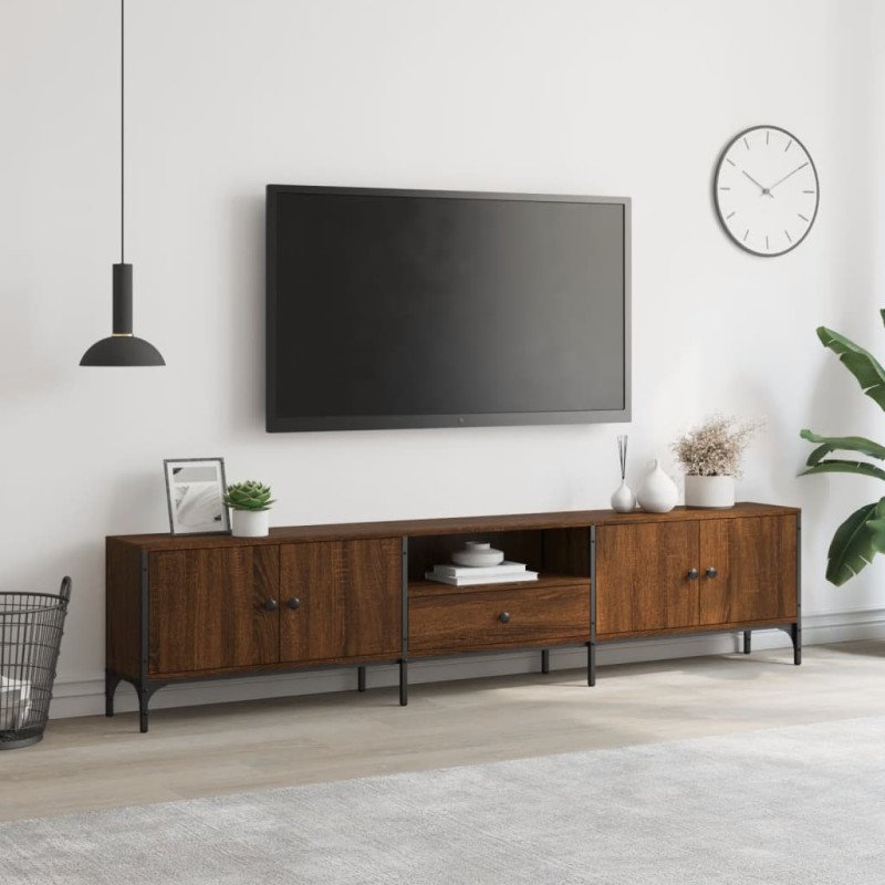 vidaXL TV skrinka so zásuvkou hnedý dub 200x25x44 cm kompozitné drevo