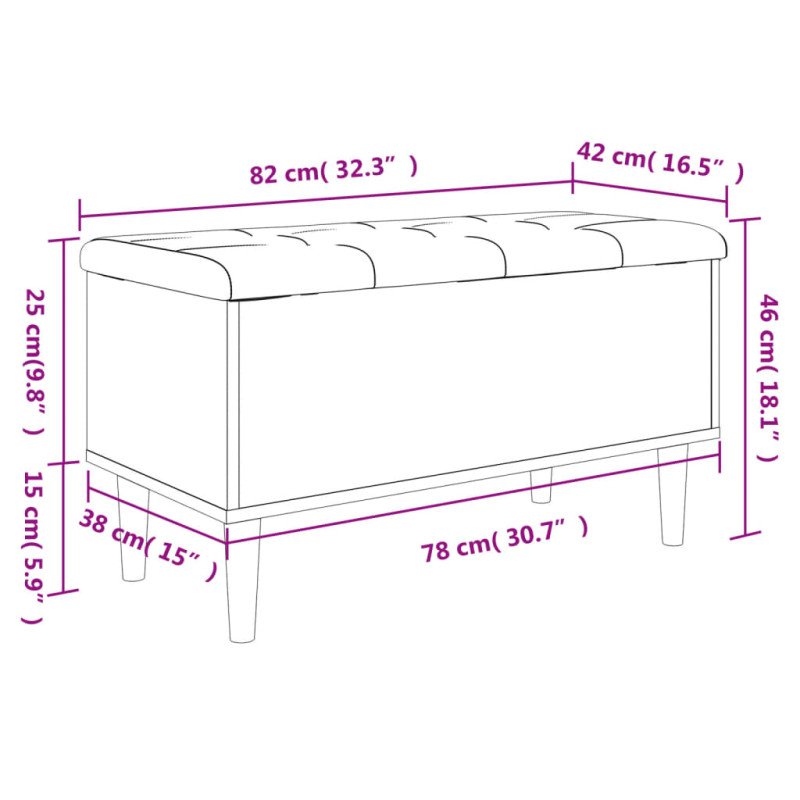vidaXL Úložná lavička dymový dub 82x42x46 cm kompozitné drevo