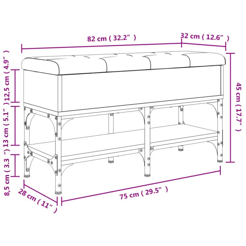 vidaXL Lavička na topánky sivá sonoma 82x32x45 cm kompozitné drevo
