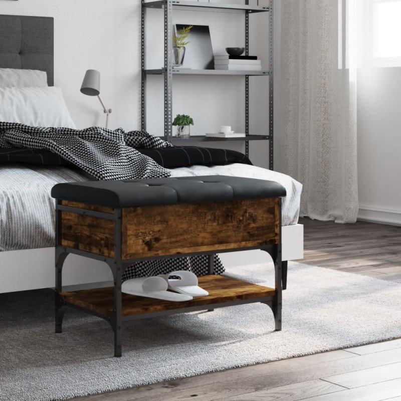 vidaXL Lavička na topánky dymový dub 62x42x45 cm kompozitné drevo