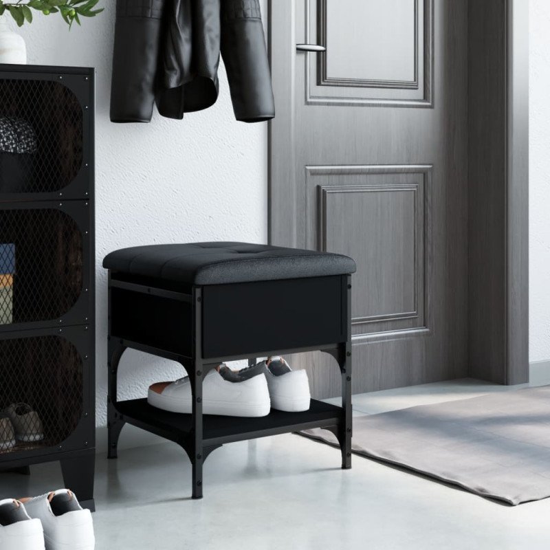 vidaXL Lavička na topánky čierna 42x42x45 cm kompozitné drevo