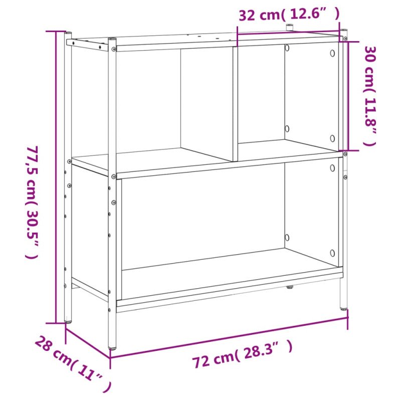 vidaXL Knižnica sivá sonoma 72x28x77,5 cm kompozitné drevo