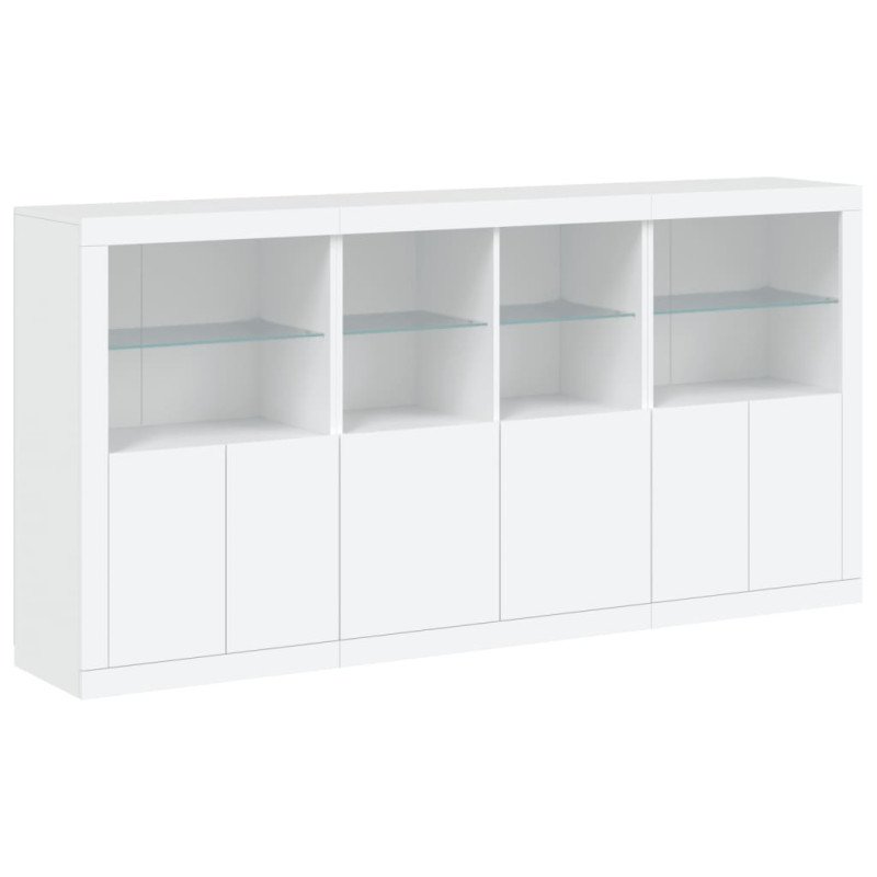 vidaXL Komoda s LED svetlami biela 202x37x100 cm