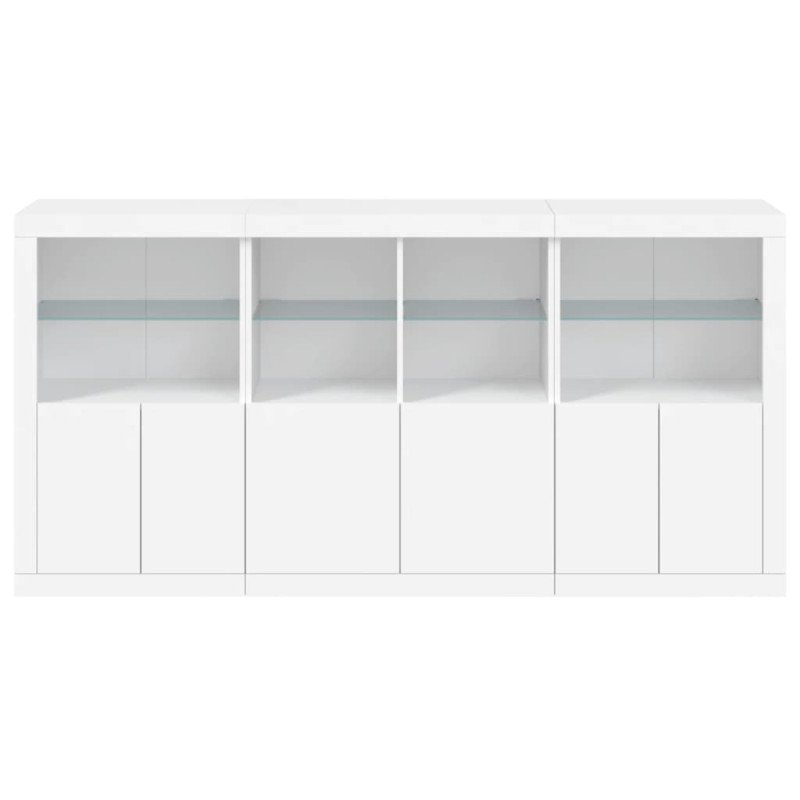 vidaXL Komoda s LED svetlami biela 202x37x100 cm