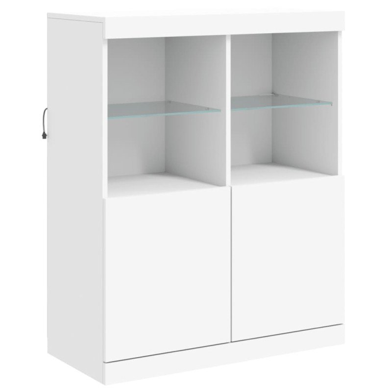 vidaXL Komoda s LED svetlami biela 202x37x100 cm
