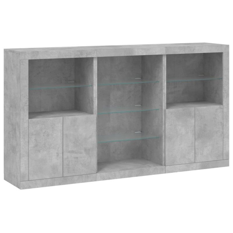 vidaXL Komoda s LED svetlami betónovo-sivá 181,5x37x100 cm