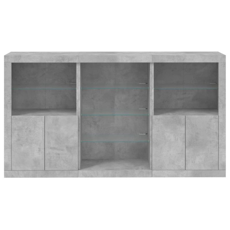 vidaXL Komoda s LED svetlami betónovo-sivá 181,5x37x100 cm