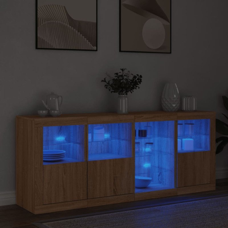 vidaXL Komoda s LED svetlami dub sonoma 164x37x67 cm