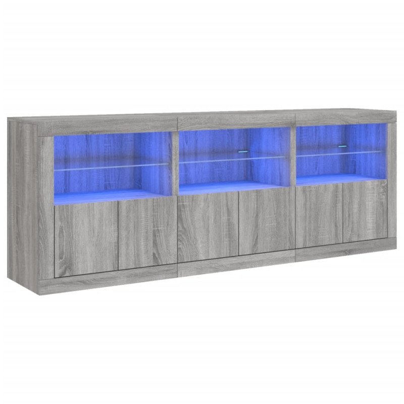 vidaXL Komoda s LED svetlami sivá sonoma 181,5x37x67 cm