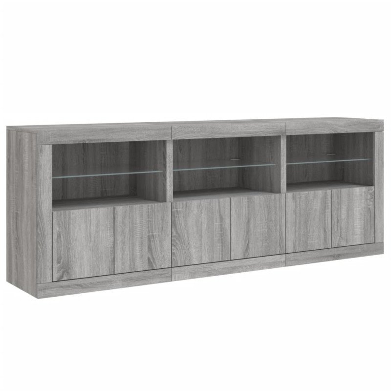 vidaXL Komoda s LED svetlami sivá sonoma 181,5x37x67 cm