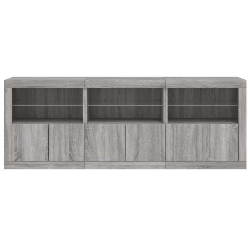 vidaXL Komoda s LED svetlami sivá sonoma 181,5x37x67 cm