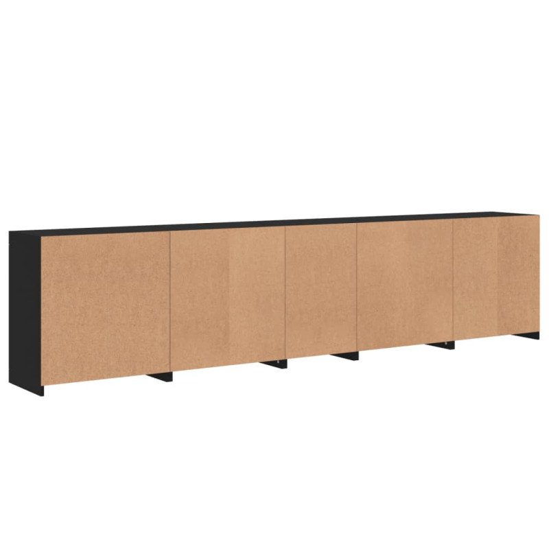 vidaXL Komoda s LED svetlami čierna 283x37x67 cm