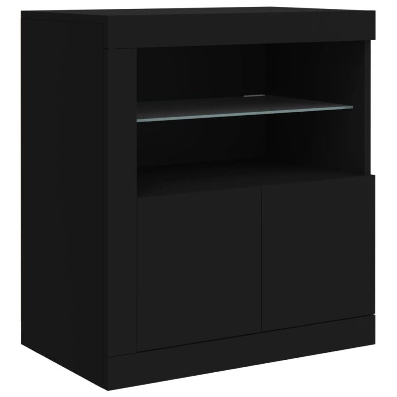 vidaXL Komoda s LED svetlami čierna 283x37x67 cm