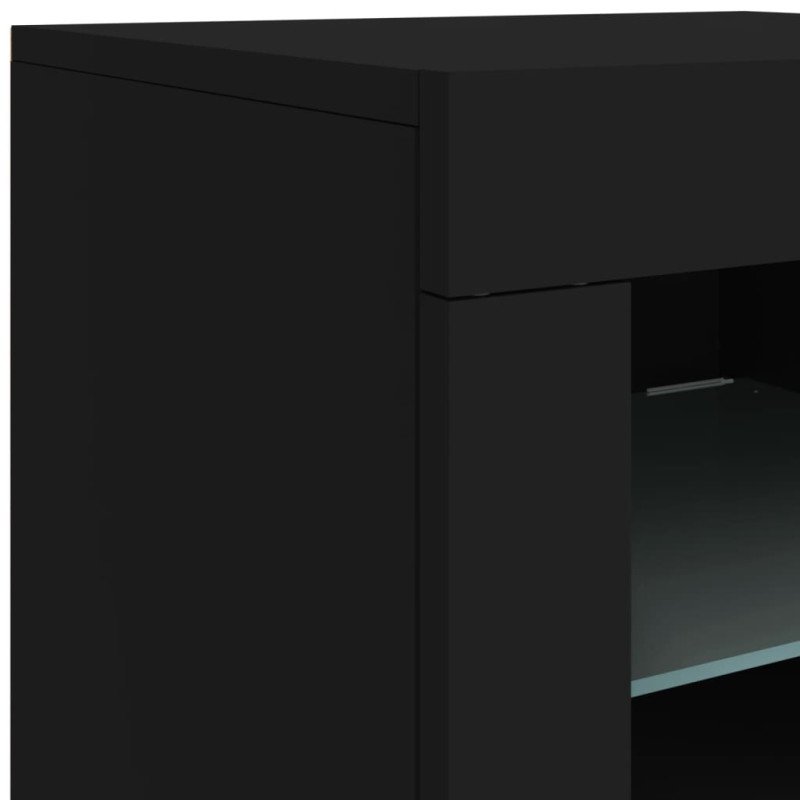 vidaXL Komoda s LED svetlami čierna 283x37x67 cm