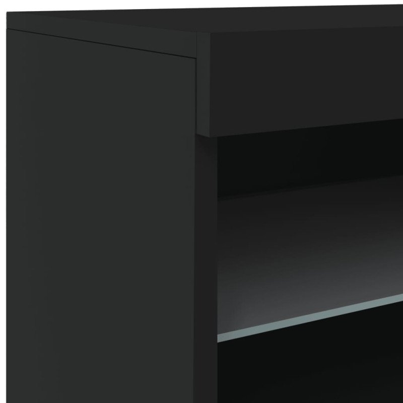 vidaXL Komoda s LED svetlami čierna 283x37x67 cm