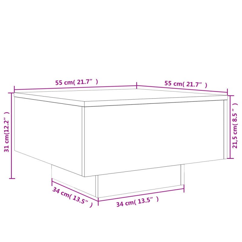 vidaXL Konferenčný stolík dub sonoma 55x55x31 cm kompozitné drevo