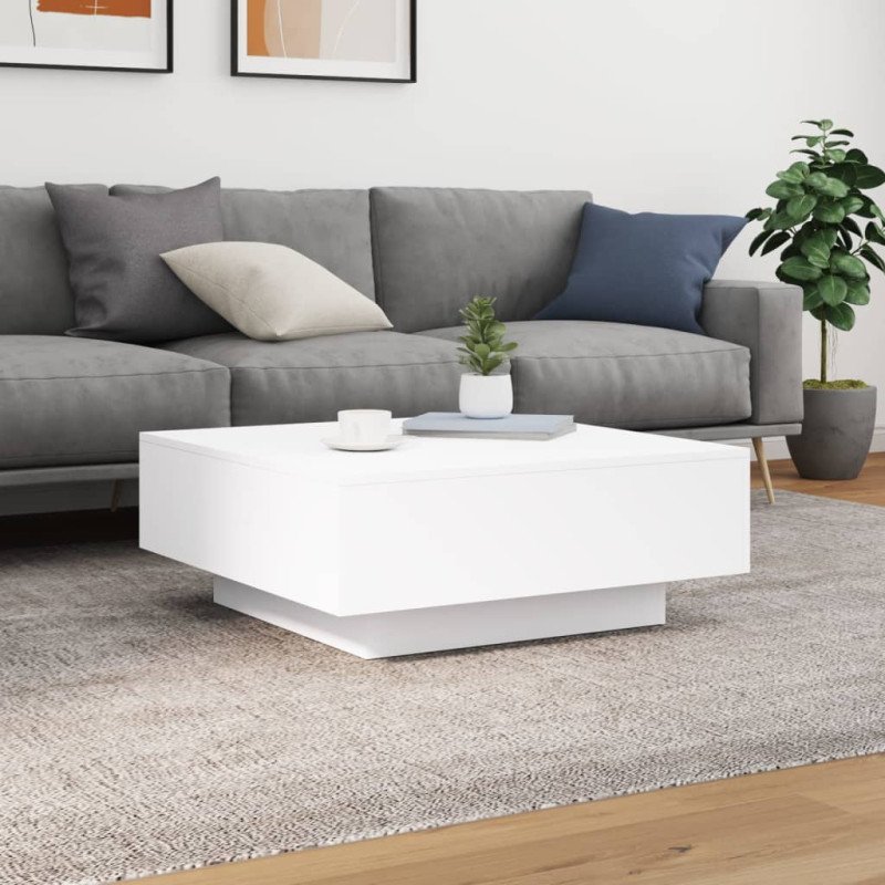 vidaXL Konferenčný stolík s LED svetlami biely 80x80x31 cm