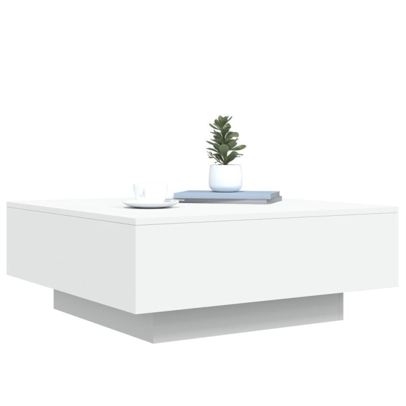 vidaXL Konferenčný stolík s LED svetlami biely 80x80x31 cm