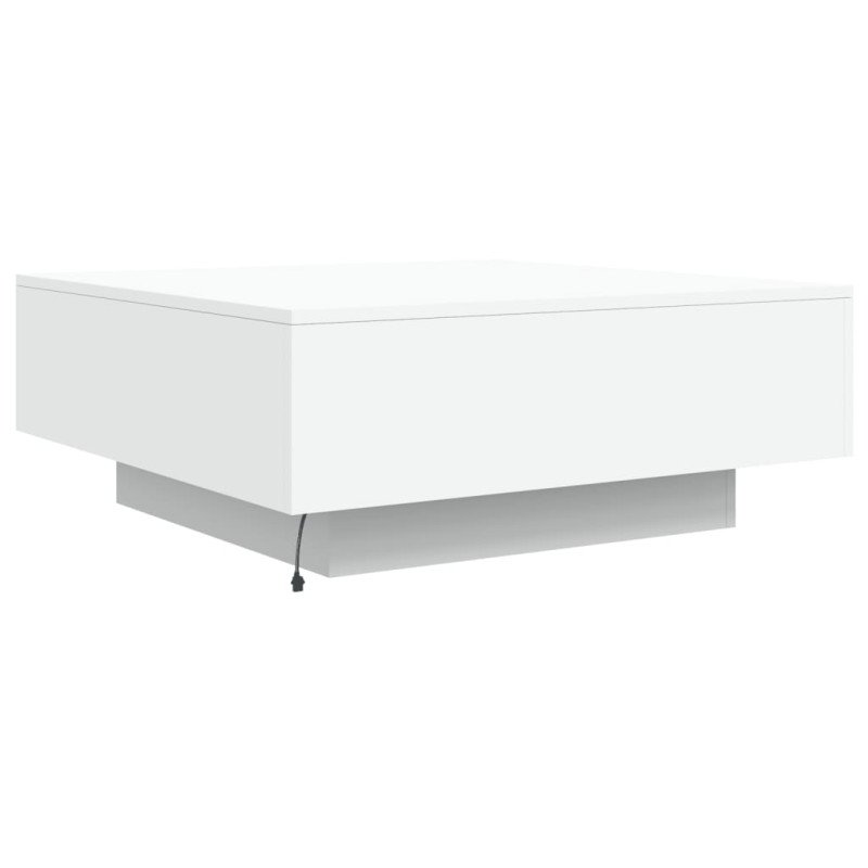 vidaXL Konferenčný stolík s LED svetlami biely 80x80x31 cm