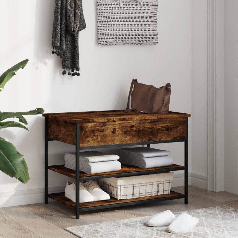 vidaXL Lavička na topánky dymový dub 70x42,5x50 cm kompozitné drevo