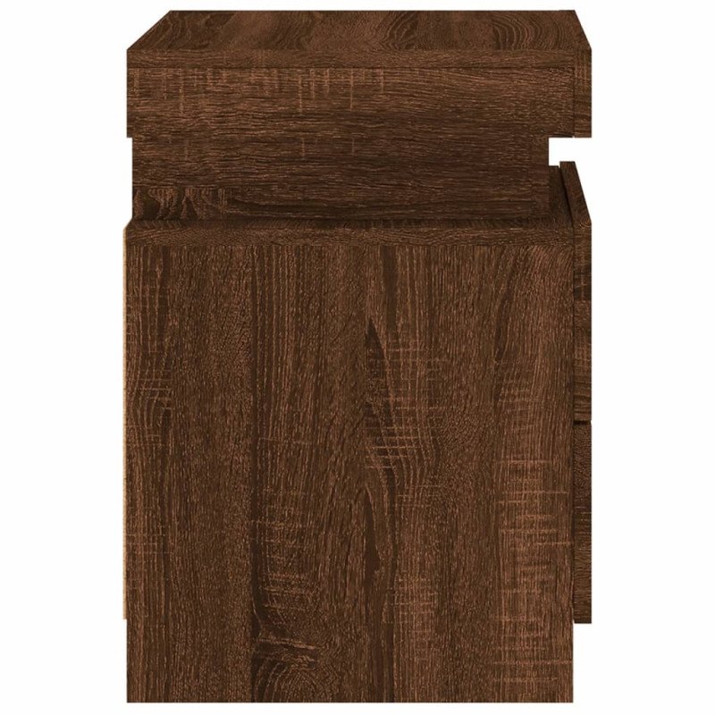vidaXL Nočný stolík s LED svetlami hnedý dub 35x39x55 cm