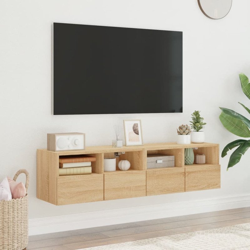 vidaXL TV nástenné skrinky 2 ks dub sonoma 60x30x30cm kompozitné drevo