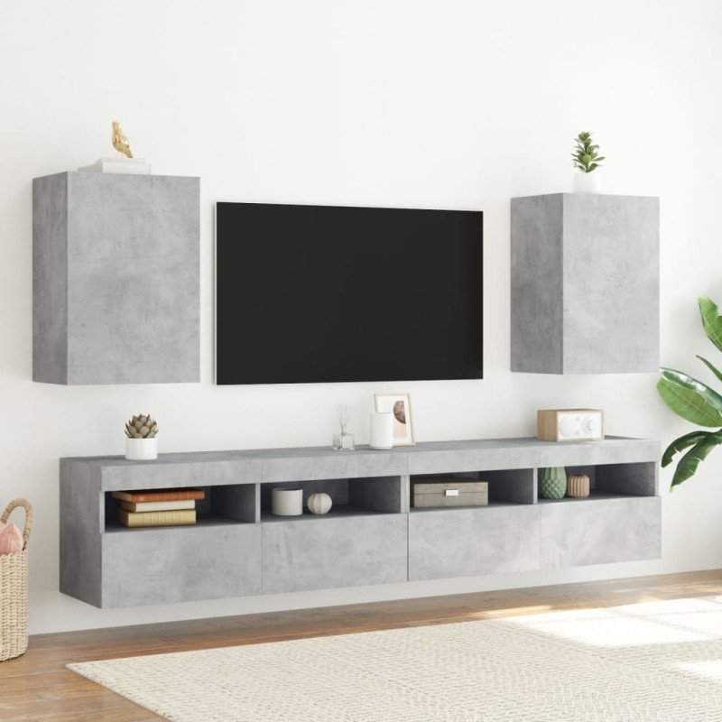 vidaXL TV nástenné skrinky 2 ks betónovo sivé 40,5x30x60 cm komp.drevo
