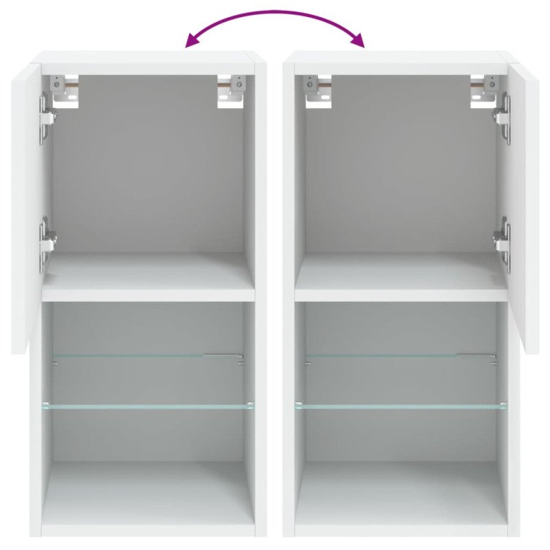 vidaXL TV skrinky s LED svetlami 2 ks biele 30,5x30x60 cm