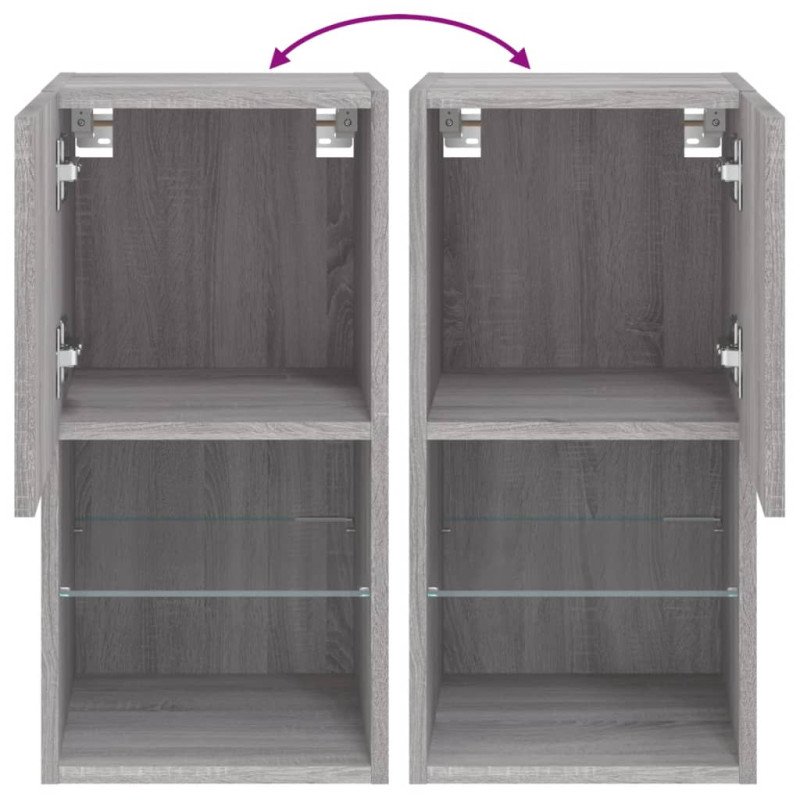 vidaXL TV skrinka s LED svetlami sivá sonoma 30,5x30x60 cm