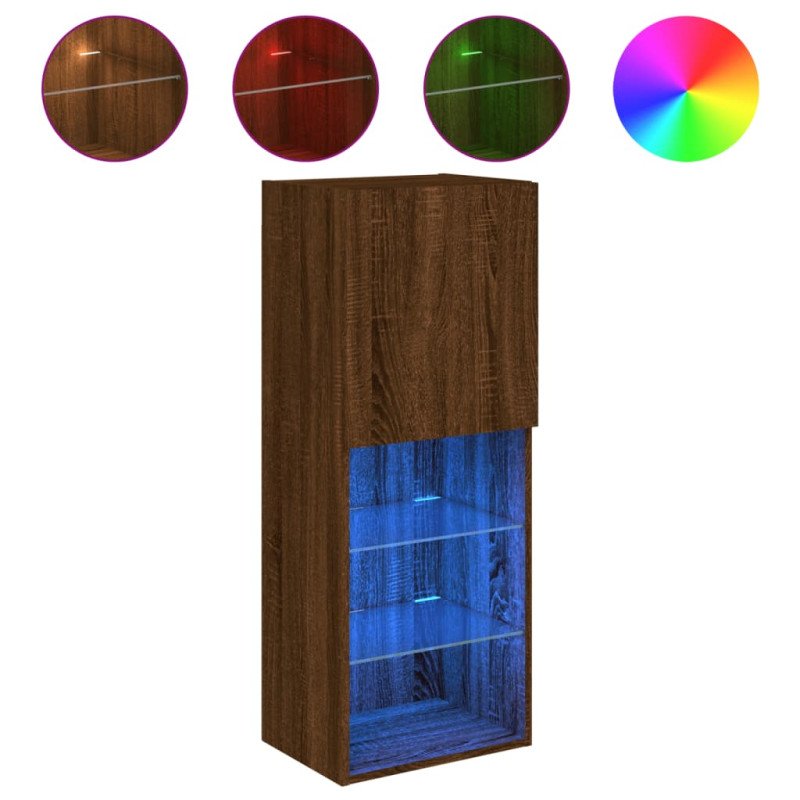 vidaXL TV skrinka s LED svetlami hnedý dub 40,5x30x102 cm